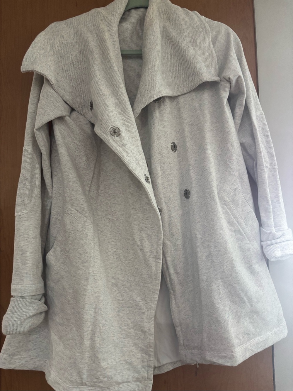 lululemon athletica Light Gray Jacket with Olive Trim